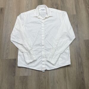 Yves Saint Laurent Shirt Mens 43 XL White Hidden Placket Dress Long Sleeve YSL